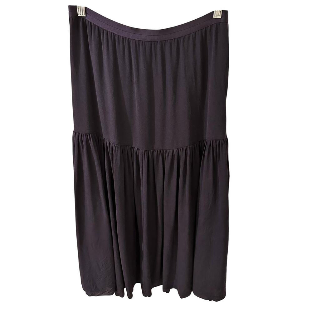 Vintage Vanessa Bruno Paris Silk Navy Tiered Midi Skirt, size 40